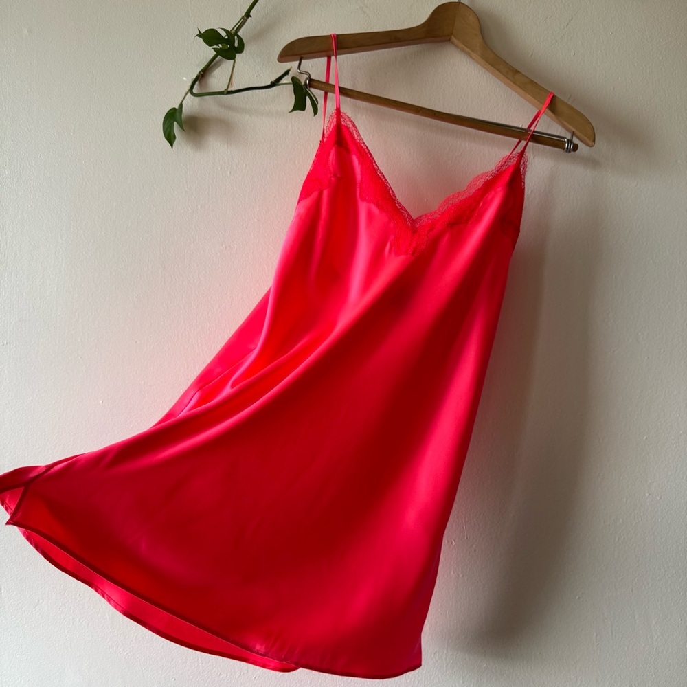 Victoria's Secret Hot Pink Satin Slip Dress Size S
